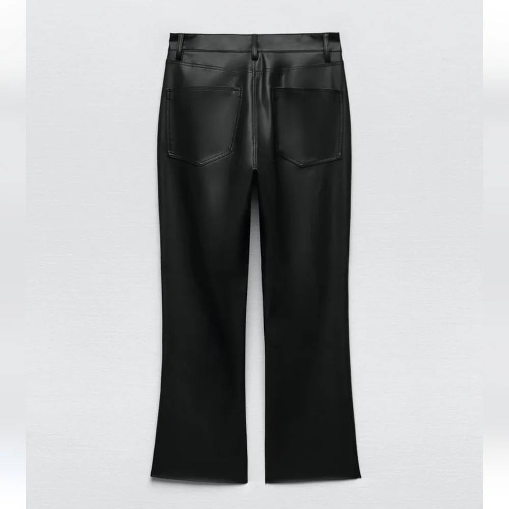 ZARA FLARED FAUX LEATHER Pants BLACK Size 2